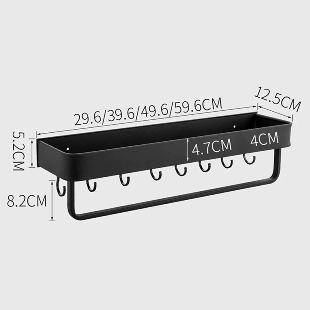 

Bathroom Storage Rack Kitchen Organizer Shelves No Drilling Self Adhesive Bath Shower Holder Rack with Hook Bathroom Accessories