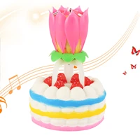 candle lotus electronic double rotating music colored birthday party candle lotus birthday candle