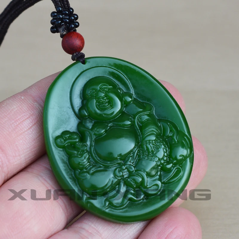 Прямая поставка натуральный зеленый нефрит резной покровитель Святой матреи