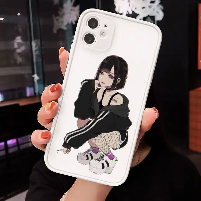 

Sexy temptation Amine woman girl Pink Phone Cases Matte Transparent for iPhone 7 8 11 12 s mini pro X XS XR MAX Plus
