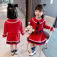 girls college style sweater cardigan skirt suit kids clothes girls fashion clothes toddler girl fall clothes 2022 kids clothes