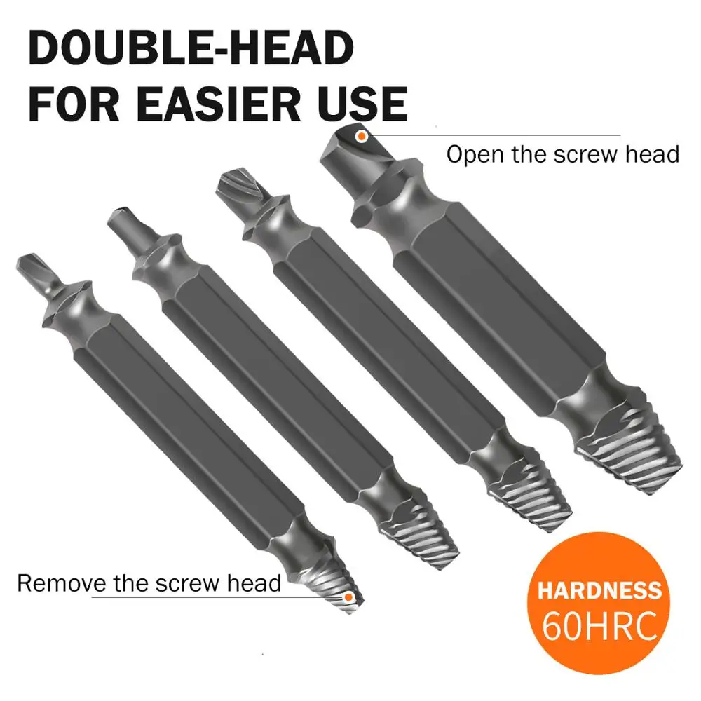 4pcs/set Material Damaged Screw Extractor Drill Bits Guide Set Broken Speed Out Easy out Bolt Stud Stripped Remover Tool | Инструменты