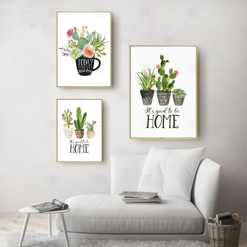 Растительный кактус домашний сладкий знак картина кухонный декор постер для чая