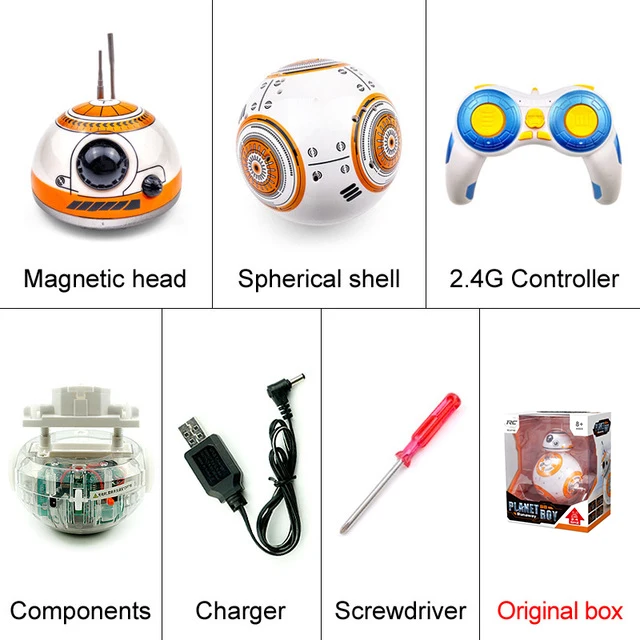 Звездные войны Робот интеллектуальное Обновление RC BB8 со звуком фигурка подарок игрушки BB-8 мяч робот 2,4 г пульт дистанционного управления игрушка для детей - Цвет: Белый