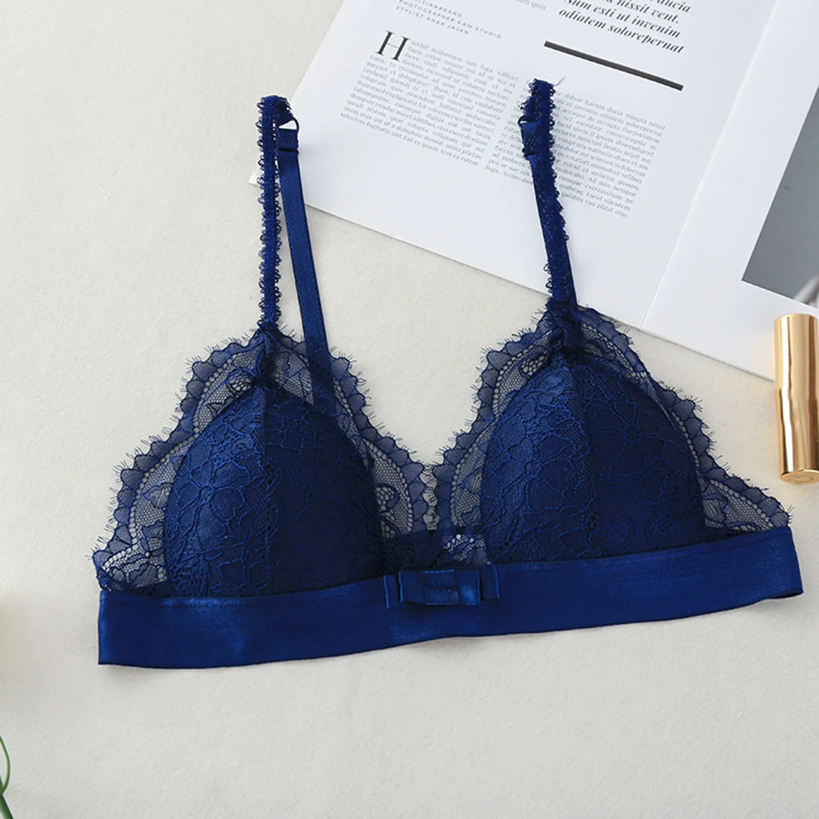 

Fashion Sexy Bras For Woman V-neck Adjustable Straps Underwire Solid Floral Lace Bra Women's Underwear