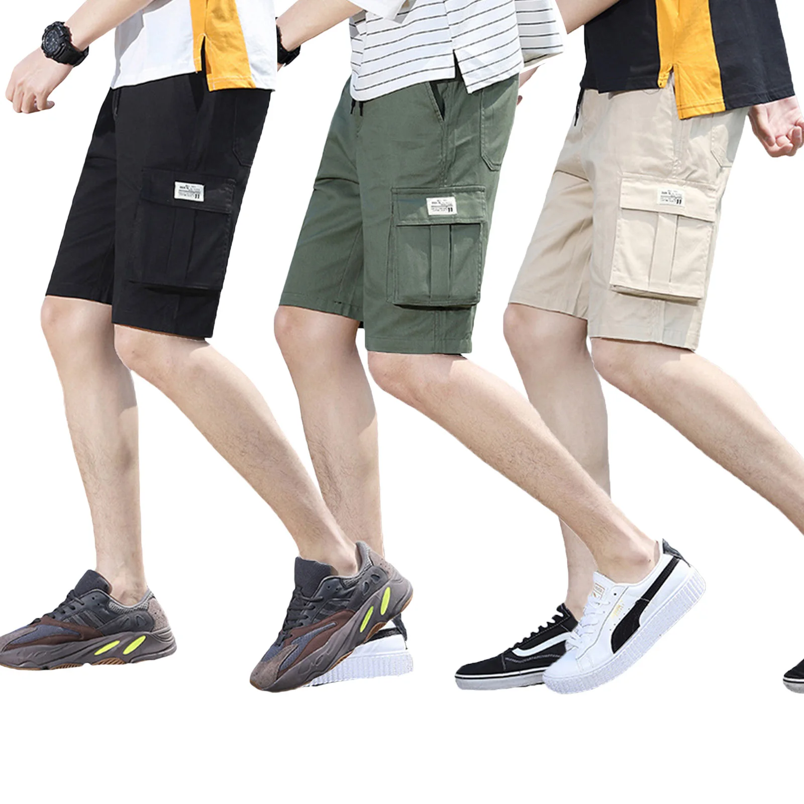 Мужские повседневные шорты с карманами мужские однотонные бриджи камуфляжным