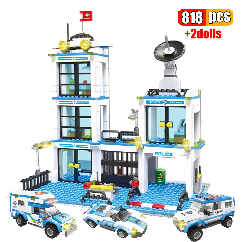 Конструктор городской полицейский участок 818 шт. автомобиль спецназа