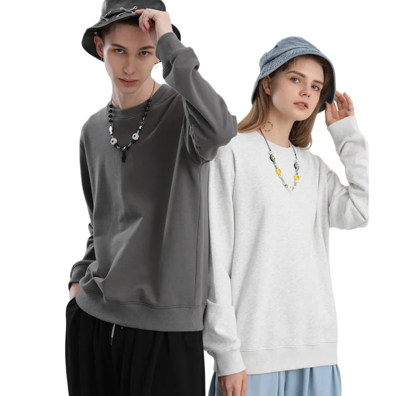 

Men's Spring/ Summer Casual Solid Color Loose Shoulder Round Neck Printing Tide Brand Long-sleeved Jacket Sweater Cotton Hoodie
