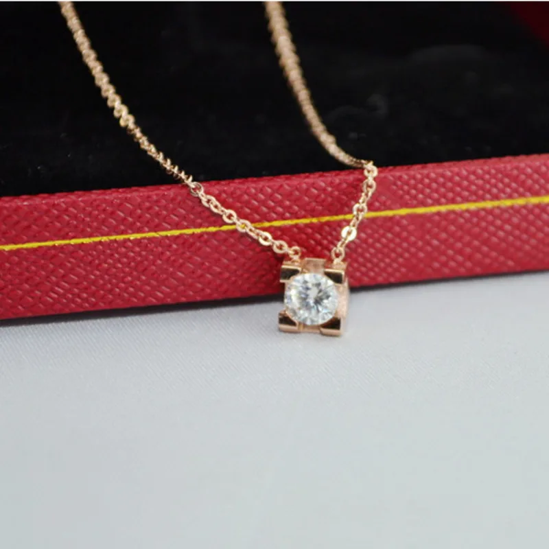 Высокое качество 1 карат Подвеска из нержавеющей стали Розовая позолоченная