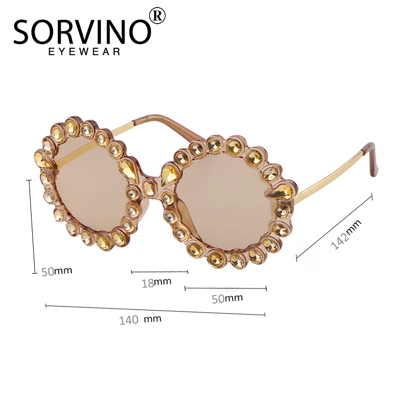 SORVINO Retro Shades For Women Diamond Round Sunglasses Brand Designer Luxury Fashion Oversized Crystal Circle Sun Glasses SP331 |