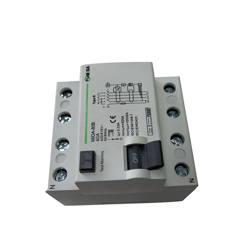 B Type RCD 40A 63A 30mA 10KA RCCB 230V 400V Circuit breaker Earth Leakage for EV Wallbox | Автомобили и мотоциклы