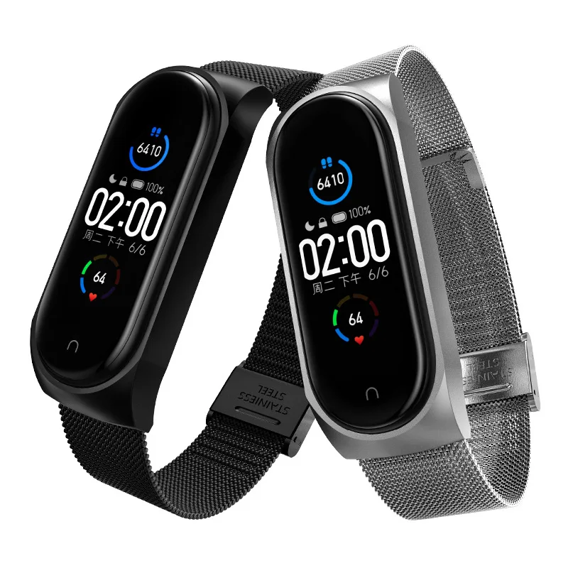NEW Classic Strap For Xiaomi Mi Band Bracelet MiBand 5 Metal Stainless Steel Wriststrap Wristband 10 Colors | Электроника