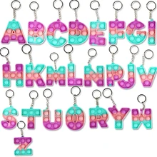 New Pop Its 26 Letters spelling bubble music keychain Fidget Toys parent-child interactive educational toys