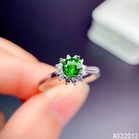 kjjeaxcmy fine jewelry natural diopside 925 sterling silver popular girl new adjustable gemstone ring support test with box