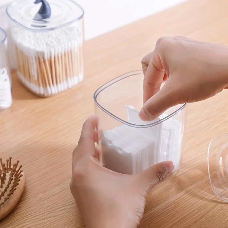 Акриловый прозрачный Настольный ящик для хранения ватных тампонов с крышкой