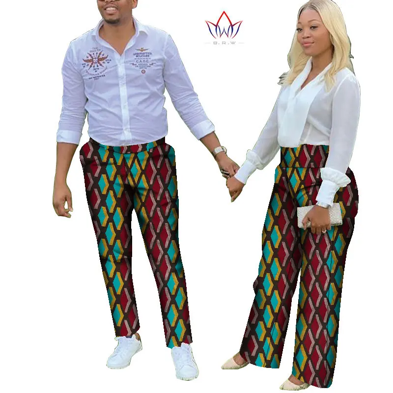 2021 New Autumn African Couple Clothes 2 Pieces Lovers Couples Clothing Print Dashiki Bazin Riche Plus Size Long pants WYQ657