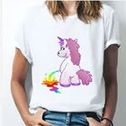 Футболка женская, с единорогом, с коротким рукавом, белая