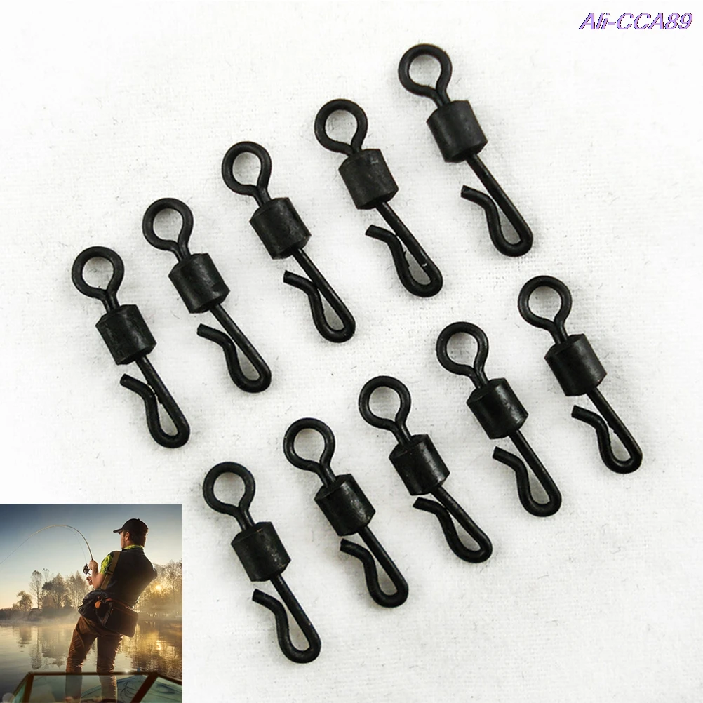 

20Pcs Fishing UKsize 4# Quick Change Swivel Fishing Terminal Q-Shape Matt Black Color For CarpTackle Accessory