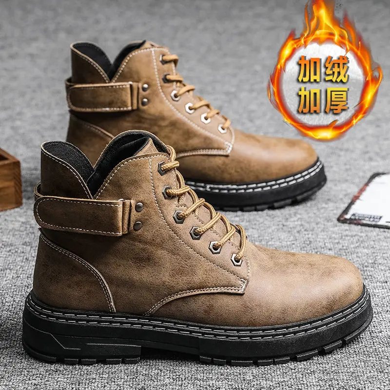 

Мужские ботинки Martin, мужские Британские кожаные осенне-зимние ботинки, мотоциклетные ботильоны на шнуровке, новые модные мужские ботинки с...