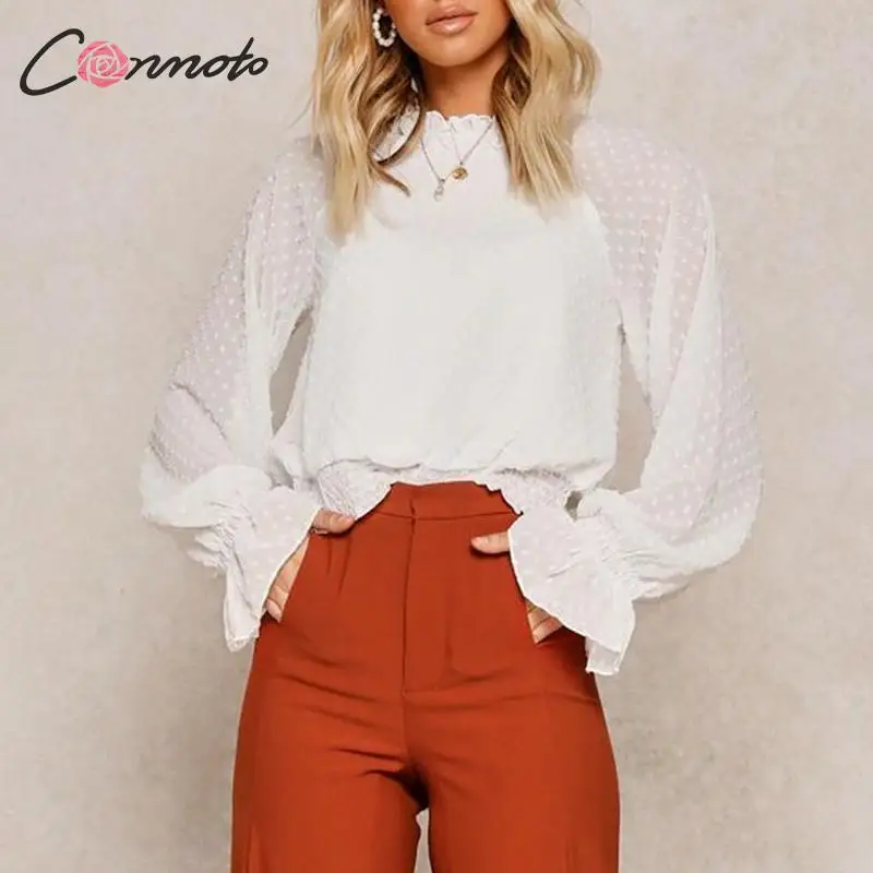 Conmoto весна лето винтажная женская блузка рубашка шифон в горошек черепаха