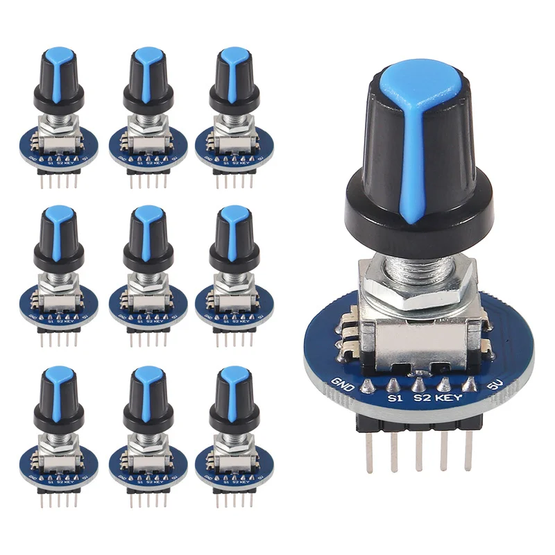 

10pcs/lot Rotary Encoder Module Suitable For Arduino Brick Sensor Development Round Audio Rotating Potentiometer Knob Cap EC11