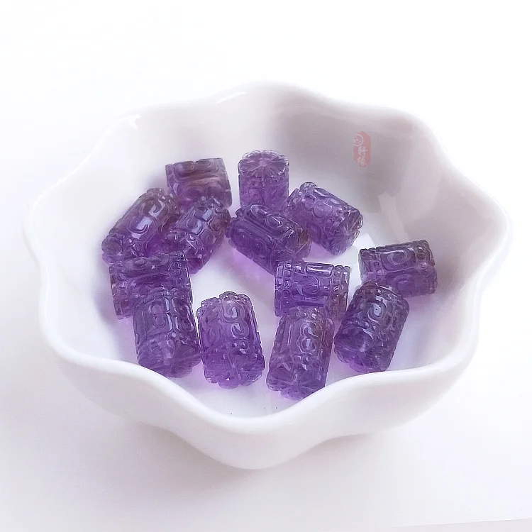 Бусины россыпью с аметистом Резной Столб 12*8 мм для изготовления ювелирных