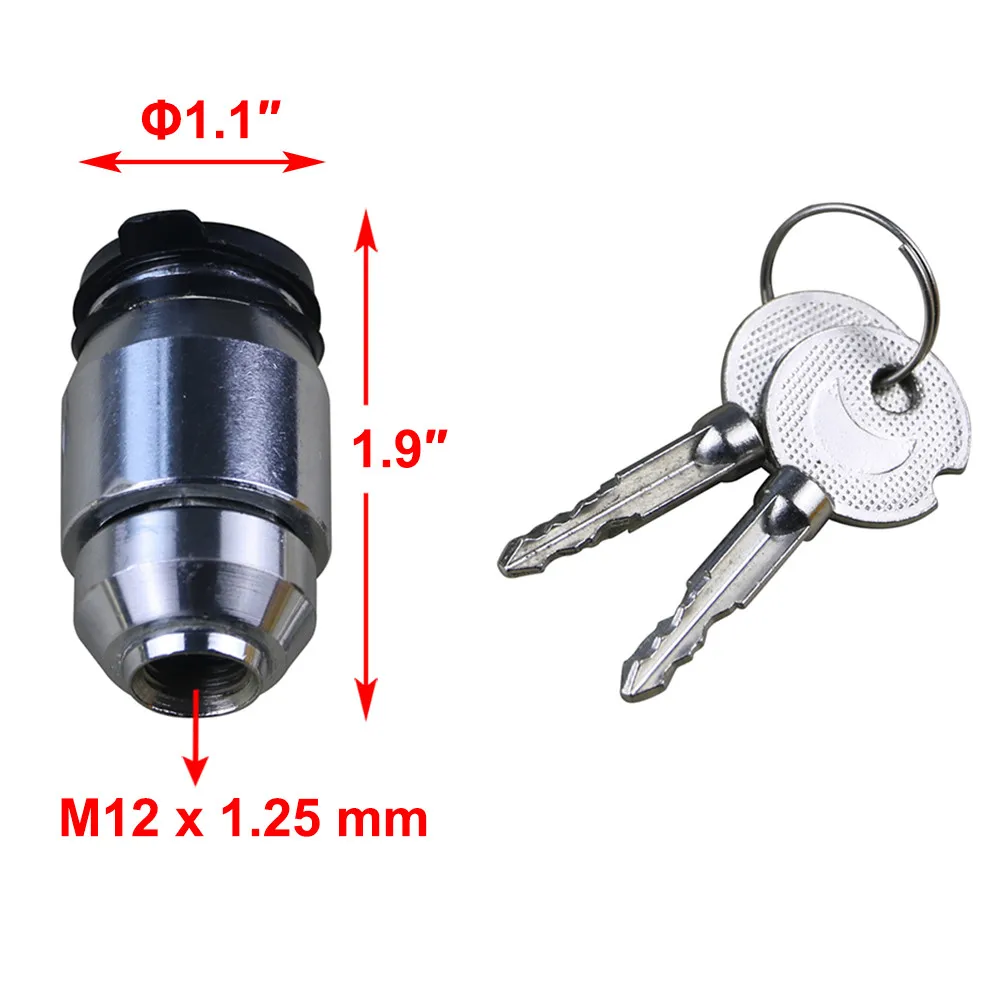 M12 x 1.25mm nut Замок запасного колеса с 3 размерами M12 x 1,25 мм/1/"-20/M12x1,5 мм Резьбовые гайки на выбор и 2 ключа - Цвет: M12 x 1.25mm nut