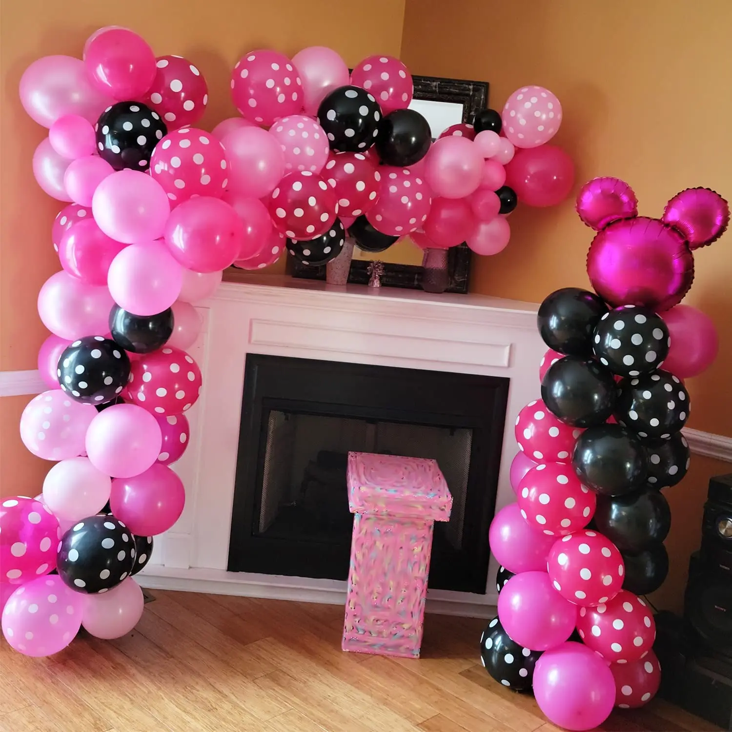 

115pcs Minnie Mouse Party Balloon Garland Arch Kit Pink Black Balloons for Girls Birthday Party Baby Shower Decoration Supplies