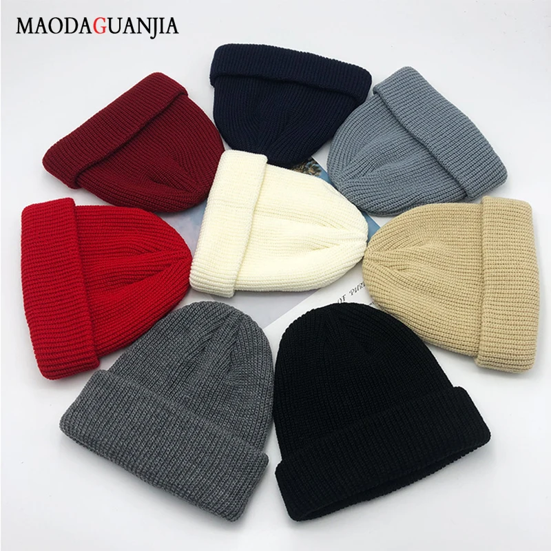 Шапки без полей шапка в стиле хип-хоп с черепом уличная вязаная для женщин и