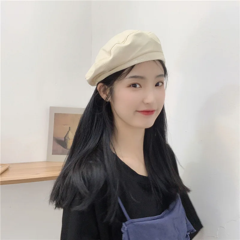 Тонкий ретро-берет для девушек на весну и лето Корейская версия однотонной милой