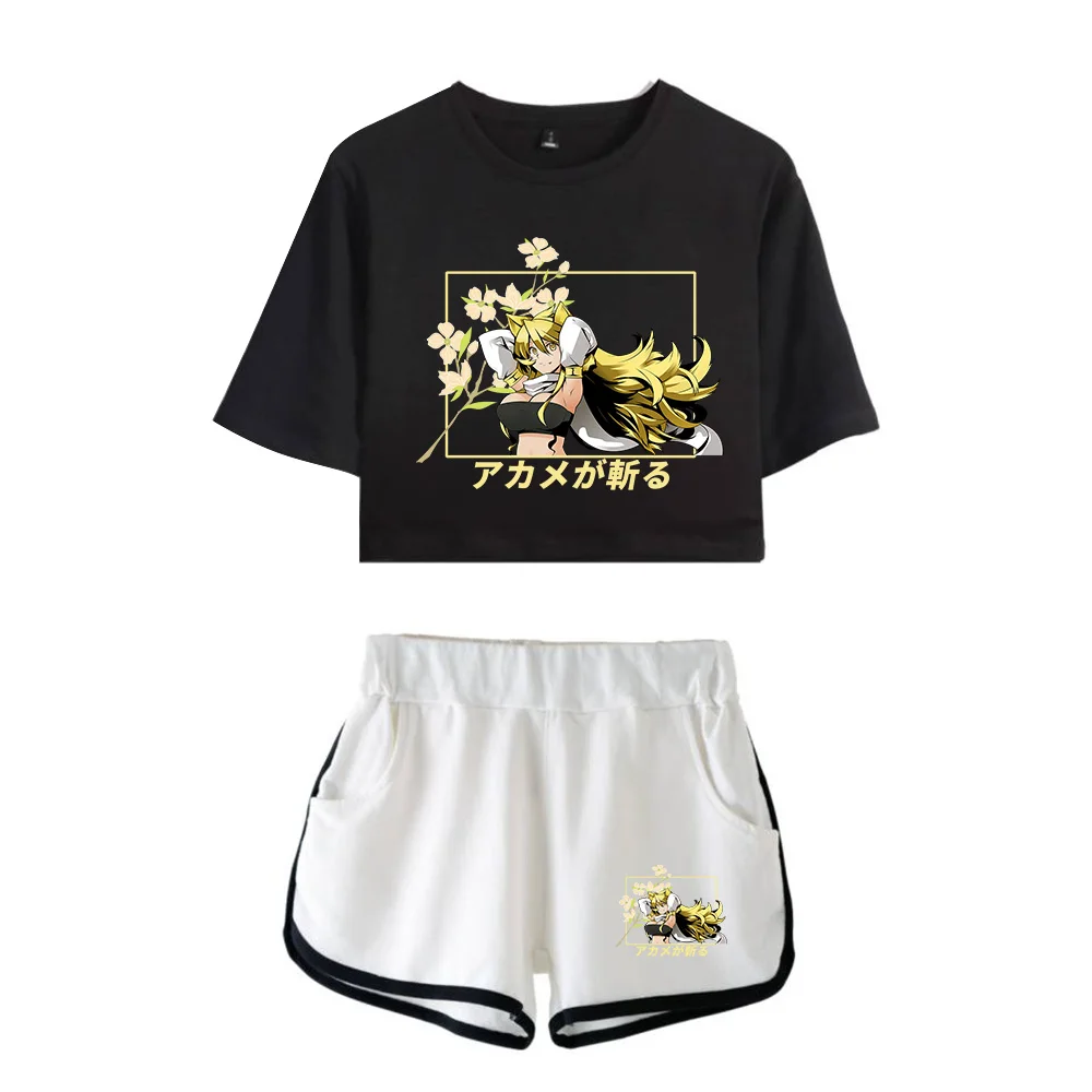 

Спортивные костюмы Akame ga Kill, женские хлопковые костюмы с коротким топом и шортами средней посадки