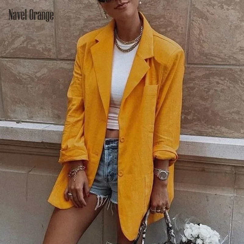 

Women V-Neck Full Sleeve Pockets Coat Spring Autumn Solid Shrug Loose Ladies Jackets Casual Single-Breasted Blazers Dropshipping