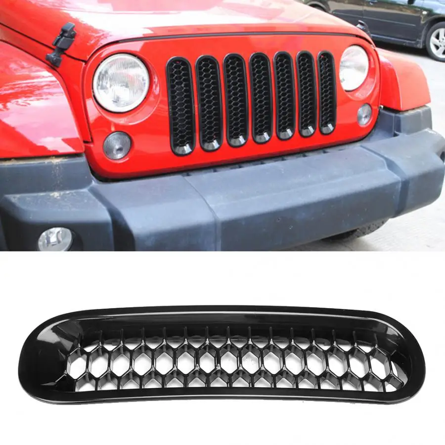 Черная решетка для переднего бампера с отверстием замка подходит Jeep Wrangler JK 2007 2017