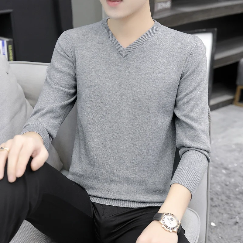 

Мужской свитер с V-образным вырезом, с длинным рукавом