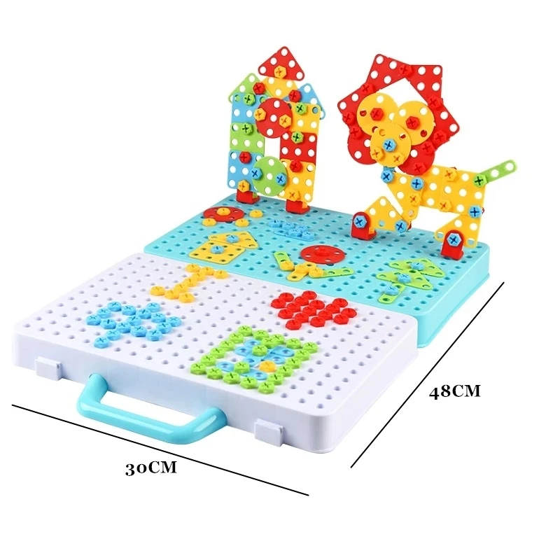 

Electric Drill Puzzle Pretend Play Tool Drill 3D Puzzle Trendy Bits Drilling Set Design Building Peg Board Kids Educational Toys