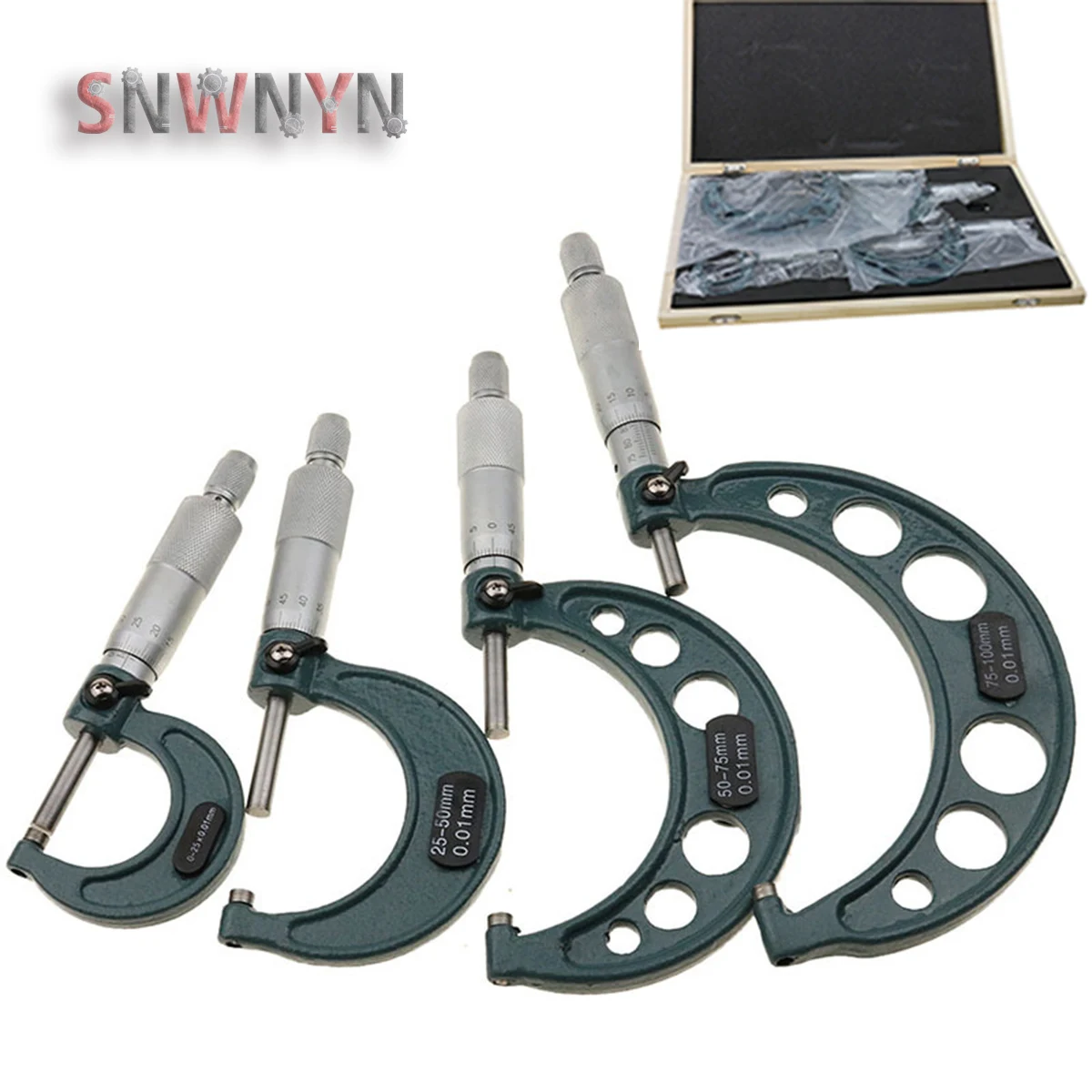 

4 шт./компл. 0-100 мм 0,001 Вне набор микрометров карбида метрический датчик нитки суппорт машиной индустрии измерительный инструмент