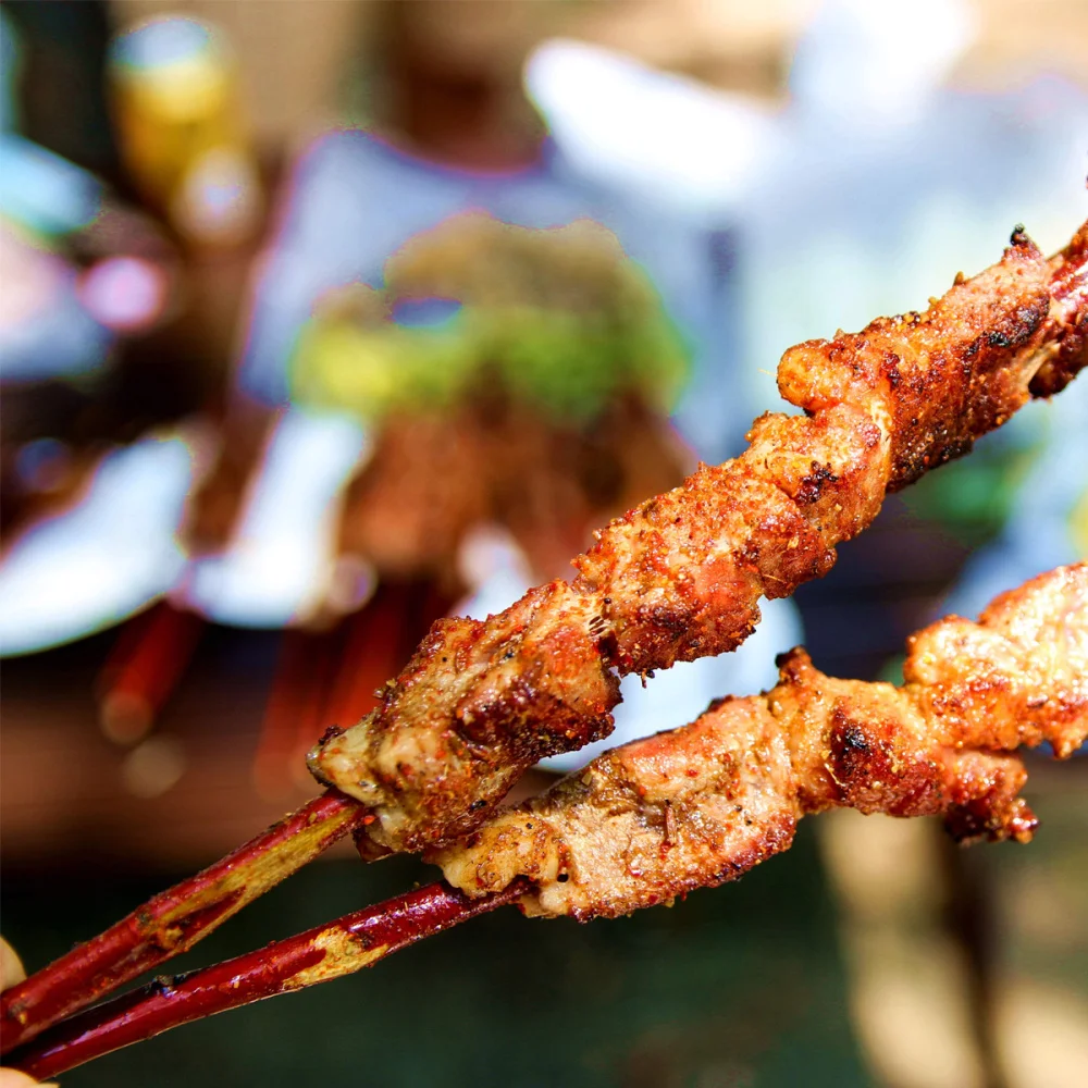 

100PCS Wild Rose Willow BBQ Forks Wooden Barbecue Sticks Portable Meat String Sticks Red Willow Branches BBQ Sticks Natural Kitc