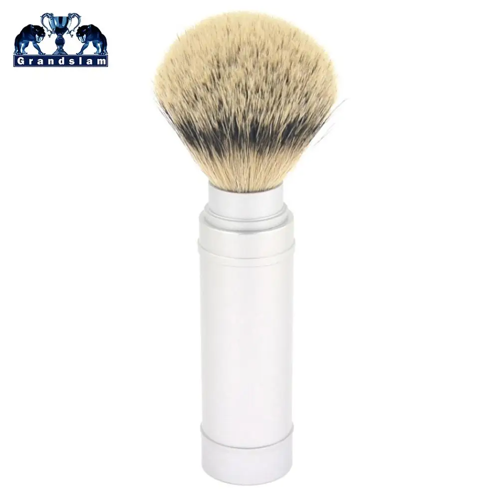Men's Travel Silvertip Shaving Brush Customized Persional Beard Cleaning Aluminum Tube Handle Case Lightweight | Красота и