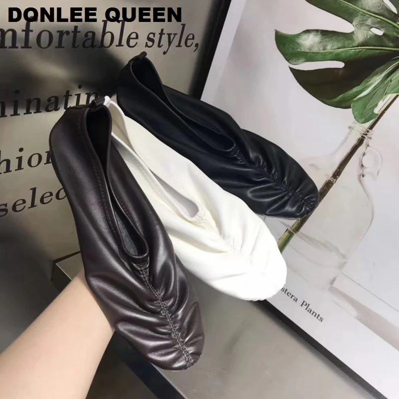 Женская обувь на плоской подошве Балетки без застежки с круглым носком Женские