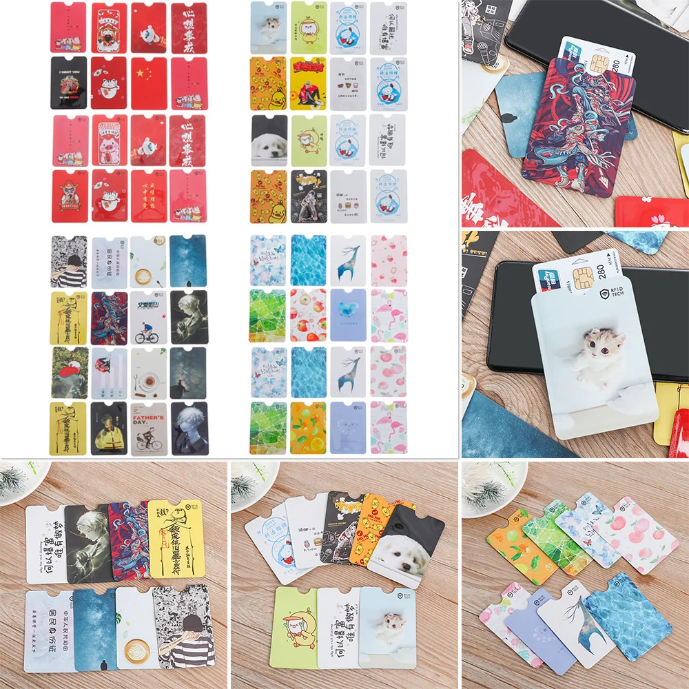 

4PC Random Pattern Aluminium Smart Safety Anti Theft RFID Wallet Credit Card Holder Protector Blocking Case Bank Card