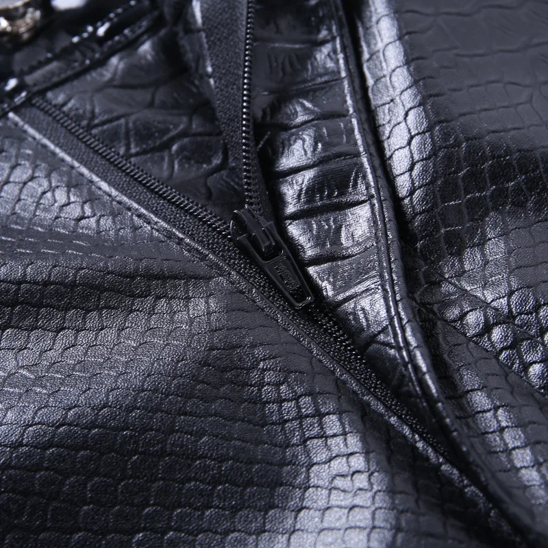 

Stretch Pu Leather Pants Capri Women Snake Skin Faux Trousers High Waist Sexy Wet Look Leggings Push Up Night Club Gothic Punk