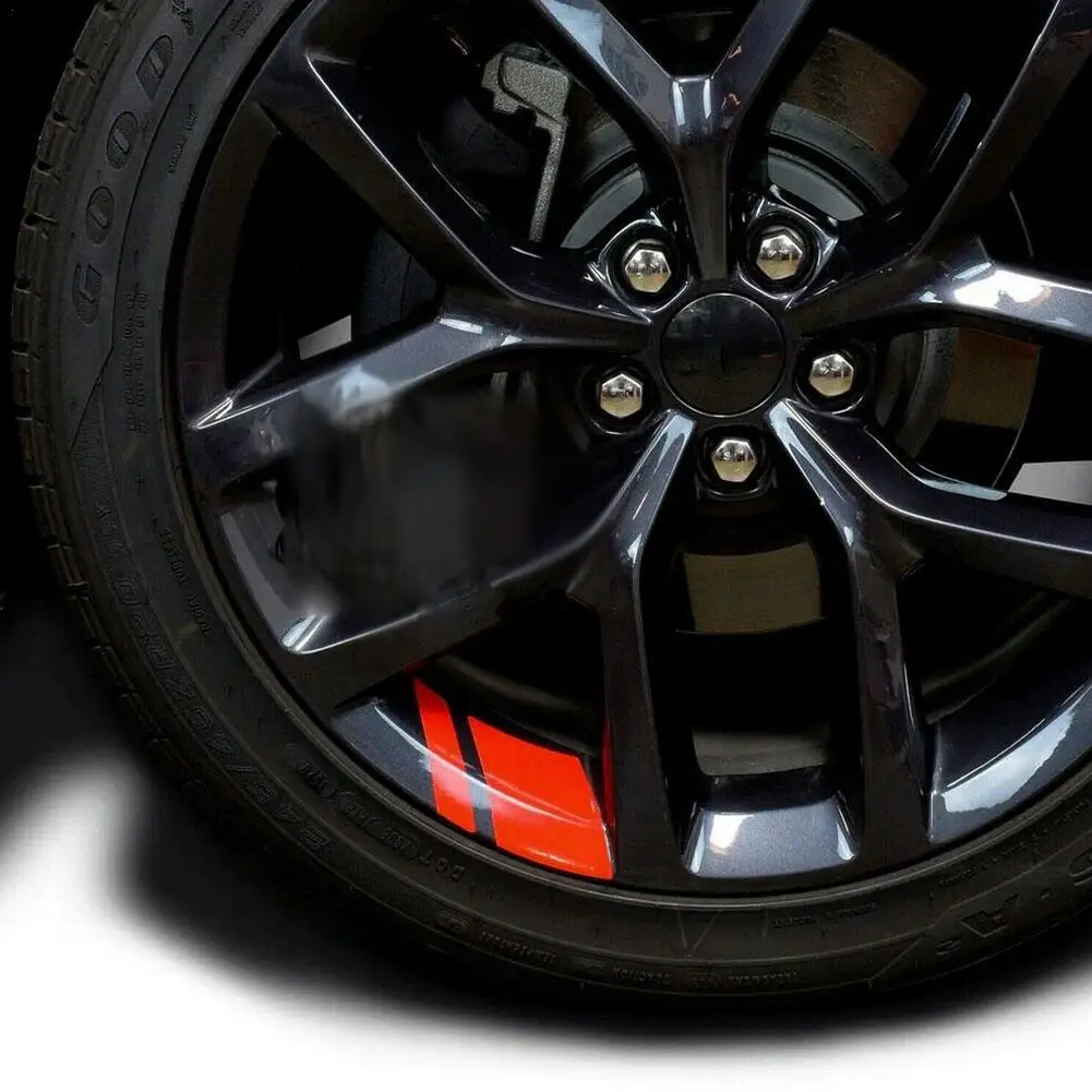 

6PCS Reflective Car Sticker Wheel Rim Vinyl Stickers Hash Mark Stripe Racing Wheel Hub Decals for Size 16" - 21"