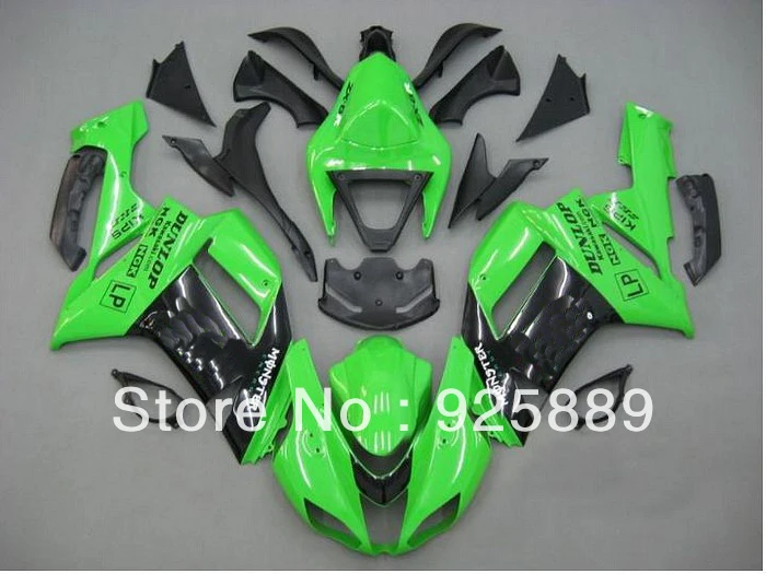 

High Quality Green Black Body For KAWASAKI ZX6R 07 08 ZX 6R 636 07-08 ZX-6R 2007 2008 2007-2008 ABS Bodywork + 3gifts