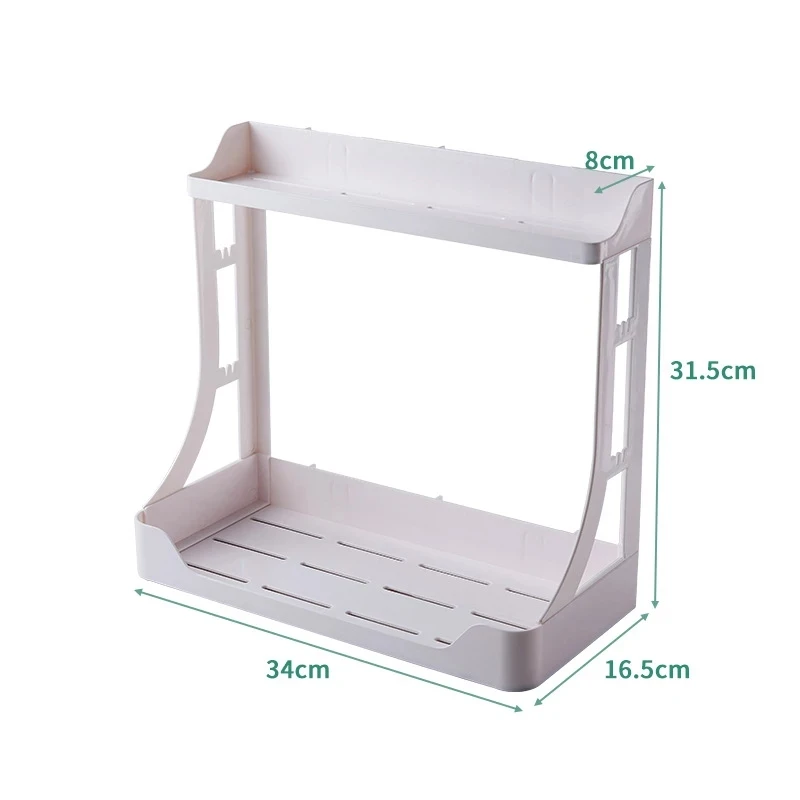

Kitchen Shampoo Make Up Organizer Bathroom Storage Rack Plastic Double-layer Shelf Punch-free Household Bathroom Accessories