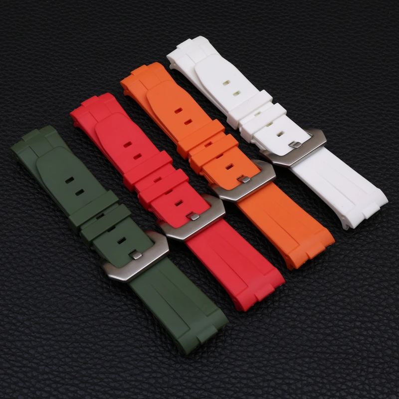 Pin buckle 24mm rubber strap men's watch accessory for Panerai sports waterproof silicone strap female bracelet watch band