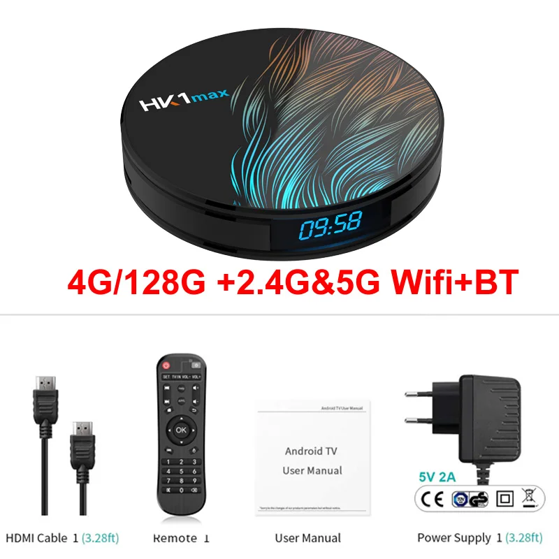 4G 128G HK1 MAX Smart Android 9,0 ТВ приставка RK3318 4GB 64GB 1080p BT 4,0 4K 2,4G+ 5G Wifi Поддержка Google Play Store Netflix Youtube плеер - Цвет: 4G 128G