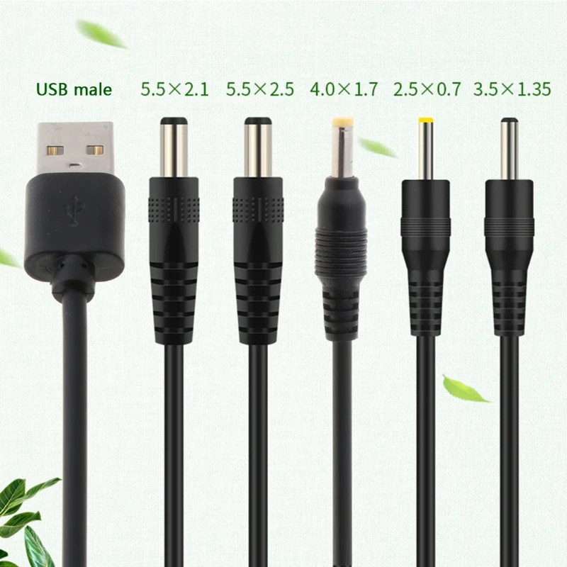 

USB to DC Port Charging Cable Cord DC/5.5x2.1 5.5x2.5 3.5x1.35 4.0x1.7 2.5x0.7