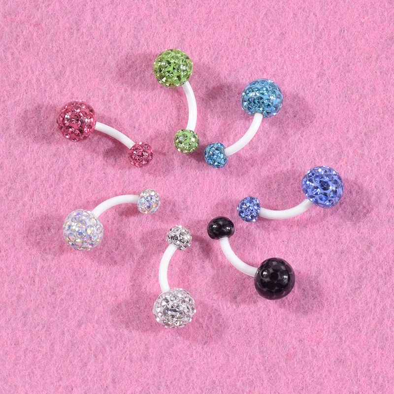 1 шт. хирургическая сталь или акрил 14 г кольца для пупка Хрустальный пирсинг не