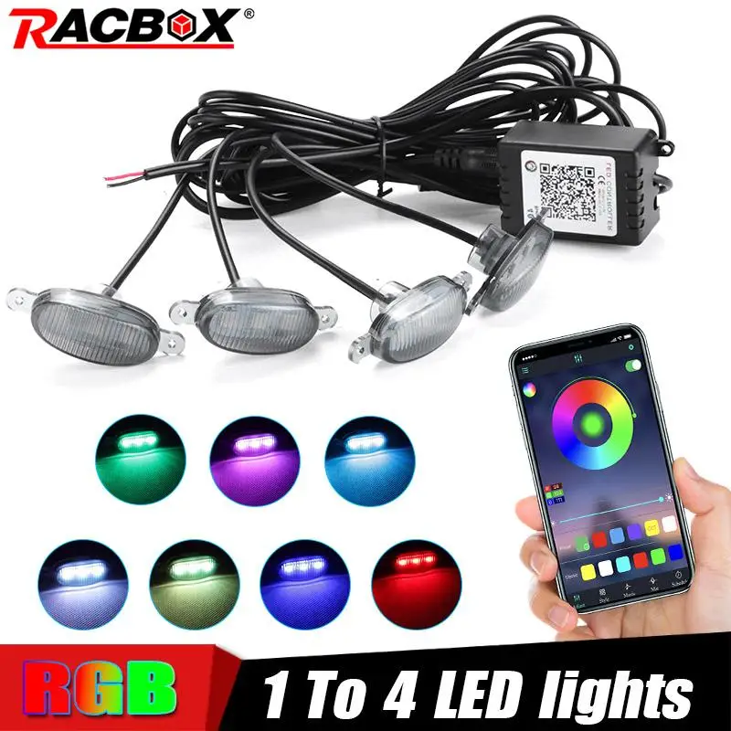 4pcs Smoked Front Grille LED Lights App control Lighting DRL RGB Fit For Ford F150 F250 F350 Raptor Toyota Tacoma - купить по