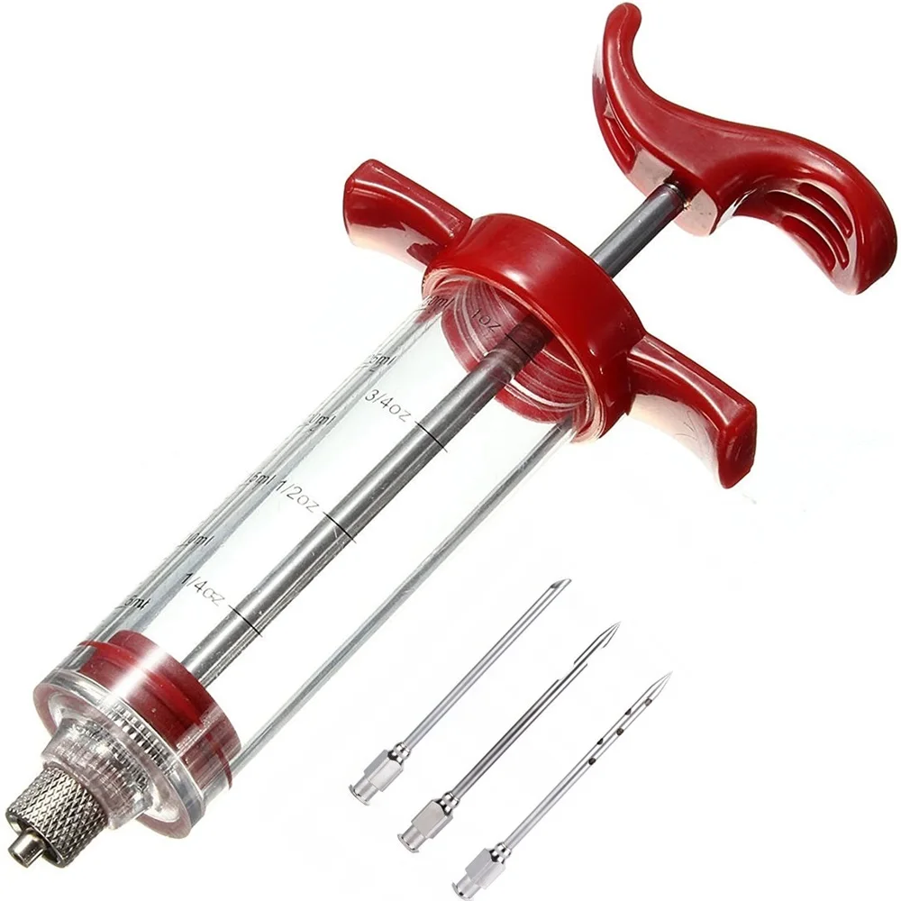 

BBQ Meat Syringe Marinade Injector with 3 Stainless Steel Needles Turkey Chicken Syringe Sauce Injection Kitchen Tools GYH